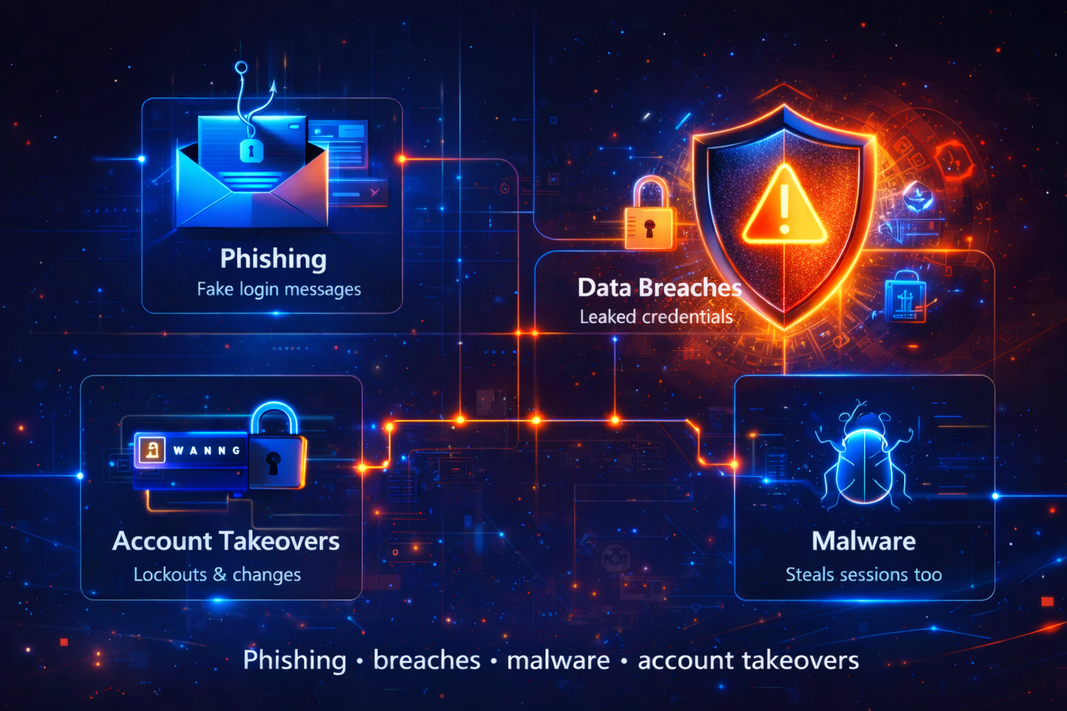 Common online threats illustration
